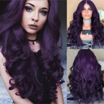 Wavy Purple Wigs Synthetic Hair Cosplay Wig Long Colored Wigs For Women Female Costume Wig Grey Green Pink Red Dark Brown Blue