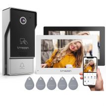 TMEZON 7 pulgadas Tuya App 1080P Wifi inalámbrico videoportero inteligente sistema de intercomunicación con timbre con cable aplicación/pantalla táctil