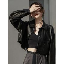 Zoki Streetwear Gestellte Pu Jacken Frauen Biker Lose Langarm Vintage Kurze Mäntel Herbst Retro Harajuku Amerikanischen Moto Tops Neue