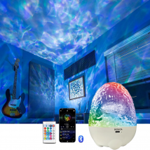 Proiettore di luce notturna galassia Nebulosa Stelle Lampada da notte Lampada per proiettore con ondulazione dell'acqua dell'oceano Lettore Bluetooth con telecomando per camera da letto, sala giochi,