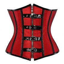 Rote Gürtelschnalle mit Reißverschluss ohne Knochen, Vintage-Steampunk-Korsett, Unterbrust, sexy Gothic-Kleidung, Damenkorsett, mittelalterlicher Taillentrainer