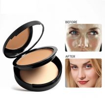 Focallure 3-Farben Face Pressed Powder Oil Control Makeup Mineral Powder Natural Concealer Contour