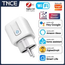 TNCE TUYA Inteligentna Wtyczka WiFi lub Zigbee3.0 Gniazdko EU 16A/20A Monitorowanie Zużycia Energii Funkcja Timera Sterowanie Głosowe Współpracuje z Alexa Google Home