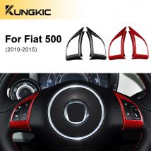 Adesivo in vera fibra di carbonio dura per Fiat 500 Abarth 595 2010 2011 2012 2013 2014 2015 pulsante del volante dell'auto rivestimento interno