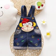 DIIMUU Sommer 1-3Y Kinder Kinder Baby Jungen Denim Hosen Kleinkinder Mädchen Kurze Overalls Kleidung Kind Casual Cartoon Print Böden