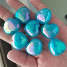 2 stücke natürliche galvani sie rende blaue Herz quarz kristall liebe herzförmige hand geschnitzte Stein diy Haupt dekoration heilende Kristalle