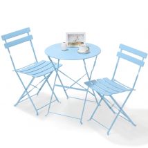 Set da giardino per mobili da esterno Set da tavolo da bistrot Tavolo e sedie in acciaio da 3 pezzi Set da bistrot pieghevole per prato balcone cortile