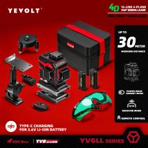 YEVOLT YVGLL4XS16 Generatore di livello laser a 4 assi a 16 linee Marcatura a pavimento per magazzino a spettro completo Portata di allenamento ad alta precisione da 30 m