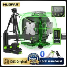 Nivel Láser Huepar S04-5RG de 16 Líneas, Haz Verde, Autonivelante, Herramienta Láser de Líneas Cruzadas con Control Remoto, Detector Láser y Soporte Magnético