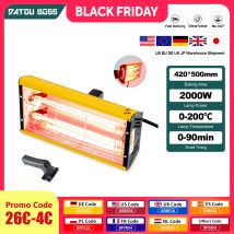 DATOUBOSS Lampada per vernice a infrarossi portatile a onde corte 2000W Timer intelligente 0-90min Lampada per polimerizzazione della vernice per asciugare il riscaldamento della vernice per