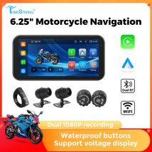 Przenośny 6,25-calowy IP67 Wodoodporny motocykl Nawigacja GPS Bezprzewodowy Carplay Android Auto DVR Rejestrator Moto Monitor WIFI