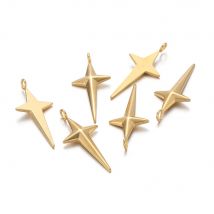 5pcs Stainless Steel Long Cross Star Charms with Holes for DIY Jewelry Necklaces Pendants Earrings Bracelets Making Accessories