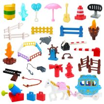 Big Building Blocks Princess horse car cannon Fence  Assemble DIY Toy For Children Compatible With DuploGG Set Bricks Baby Gifts