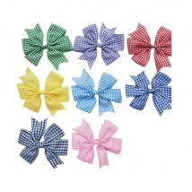 Gingham Plaid Ribbon Hair Bows Clips Bowknot Elastic Hairbands V Pinwheel Princess Hairpins Bobbles Ties Girl Women 100pcs