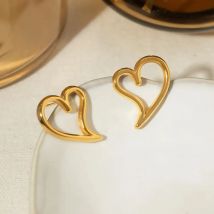 Liebe Herz Edelstahl Ohrringe Für Frauen Gold Farbe Hohl Geometrische Unregelmäßige Stud Ohrring Wasserdicht Schmuck Mode Geschenk