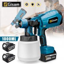 Gisha 1000ML Pistola a spruzzo elettrica Home Cordless Spruzzatore di vernice HVLP Auto Mobili Rivestimento in acciaio Aerografo per Makita 18V Batteria Pi