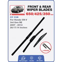 For Honda CR-V CRV 3rd Gen RE 2007 - 2012 Front Rear Wiper Blades Windshield Windscreen Window Accessories Cleaning Refills Kits