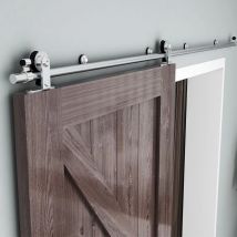 TSMST Kit binario hardware per porta scorrevole da 4-12 piedi, kit binario per porta singola in legno pesante in acciaio inossidabile (senza porta)