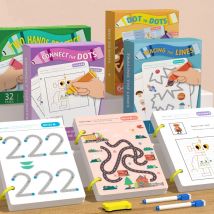 Nachzeichnungsbücher, löschbare Montessori-Trainingskarte zur Stiftkontrolle für Kinder, magisches Grund-Übungsheft