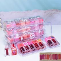 8-teiliges Lippentönungsset mit fruchtigem Geschmack, 8 Farben, wässriger Lippenfleck, Lipgloss, wasserdicht, antihaftbeschichtet, flüssiger Lippenstift, Lippenkosmetik