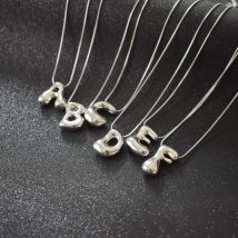 Silber Farbe Blase Ballon A-Z Alphabet Anhänger Halskette Frauen Wasserdichte Edelstahl Chunky Brief Box Kette Halsband Geschenke