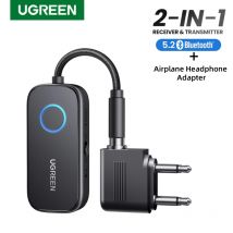 UGREEN Ricevitore trasmettitore Bluetooth per aereo Adattatore Bluetooth wireless 2 in 1 da utilizzare con qualsiasi jack da 3,5 mm per volo, TV