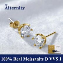 1CT Stud Earrings GRA Moissanite Women Diamond Earring 925 Sterling Silver Stud Earrings for Womenv Sparkling Wedding Jewelry