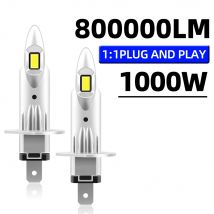 Lampade LED H1 da 2 pezzi 800000 LM 1000W Luci per auto 16PCS 8054 CSP 6500K Bianco H1 Lampadina 1:1 Mini Auto Lampadine Ad alta potenza Fanless 12V 24V