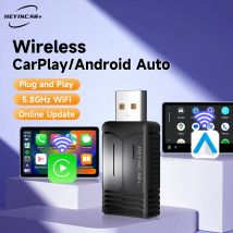 2025 HEYINCAR 2IN1 Adattatore Wireless Android Auto Wireless CarPaly Box 2.4G e 5.8Ghz WiFi BT Collegamento Automatico Per Auto Wired AA CP