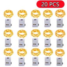Con batteria Confezione da 20 lucine a corda Filo di rame argentato Luci decorative alimentate a batteria per decorazioni natalizie per feste di matrimonio