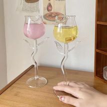Rosen förmige Rotwein gläser Weinglas in Rosen form mit farbigen Rosen blättern 150/400ml rosafarbener Rotwein becher Cocktail becher