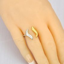 Lokaer 316L Edelstahl Doppel Farbe Geometrische Ringe für Frauen Chunky Multi-Schicht Hohl Offenen Ring Luxus Schmuck R25037