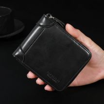 1 kurze Herren-Geldbörse mit mehreren Kartenfächern und Reißverschluss, Münzfach, modische, dünne Kartentasche, Valentinstagsgeschenk für Männer