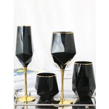 Reiner schwarzer Kristall, goldener Rand, Weinglas, Kelch, leichtes, luxuriöses, unregelmäßiges Modell, Raum, spezielle Champagner-Tasse, Whiskey-Biergläser