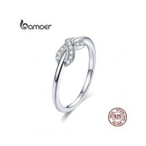 BAMOER Hot sale 925 Sterling Silver Infinity Love Infinite Clear CZ Rings for Women Engagement Wedding Jewelry SCR494