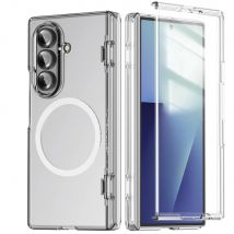 Für Samsung Galaxy Z Fold 7, Handyhülle mit magnetischem Scharnier, PC-Hartschale mit gehärtetem Film, Magsafe Wireless Charge Cover Galaxy Fold7