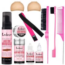 Lace Tint Mousse, schnell trocknende Perücke, selbstklebender Slick-Haarwachsstift und Kontrolle von Flyaway Hair Edge Wax, Styling-Finishing-Zubehör