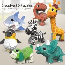 Puzzle 3D dla dzieci przedszkole Puzzle ze zwierzętami inteligencja zabawki do wczesnej edukacji dinozaur Model zwierzęcia papier 3-4-5-6 lat