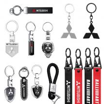 3D Metall Leder Auto Styling Emblem Schlüsselanhänger Auto Schlüsselanhänger für Mitsubishi Lancer 10 Xpander Pajero 4 Montero V73 Evolution Evo