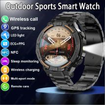 Outdoor Military Rugged Smartwatch Herren Vollbild-Touch 24 Stunden Herzfrequenz 100+ Sportmodus Bluetooth Anruf Smartwatch