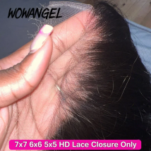 Wow Angel 7X7 6X6 5X5 HD Lace Closure Frontal Human Hair Straight Hair Melt Skins Pre Plucked HD Lace Closure Only Virgin Hair