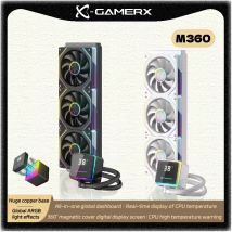 Dispositivo di raffreddamento per liquidi PowerTrain X-GAMERX M360 Effetto luce Global ARGB 360 °   dispositivo di raffreddamento dell'acqua con schermo digitale con copertura magnetica da 360 mm