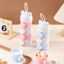 4 schicht Bär Stil Tragbare Milch Pulver Box Mehrere Öffnungen Getreide Cartoon Infant Baby Lebensmittel Lagerung Box Toddle Snack Container