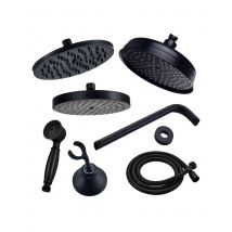 Rainfall Shower Head Round 8 -inch Rain Bathroom Shower Head Black Brass Handshower Head 1.5 M shower Hose Hand Shower Brasket