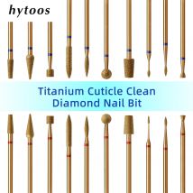HYTOOS Punta da trapano per unghie pulita per cuticole, punte per unghie russe in titanio, sicurezza professionale sotto il detergente per unghie per la pelle morta delle cuticole