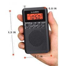 RD218 FM/AM/SW Radio Portable Battery by 2 AA ,Stereo Earphone, LCD Display Digital Alarm Clock sleep,9/10steps Used worldwide