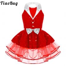 Kind Mädchen Ärmelloses Ballett Trikot Glänzenden Tanz Tutu Kleider Pailletten Gymnastik Trikot Eiskunstlauf Leistung Kostüm