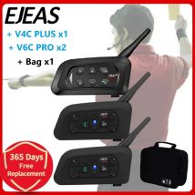 EJEAS V4C PLUS + V6C PROx2 Football 3 Arbitro Interfono Auricolare 1200M Calcio Full Duplex Bluetooth Interfono per conferenze + Borsa
