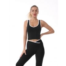 Farbblockierende Yoga-Weste mit überkreuzter Taille, Damen-Sportoberteil mit Brustpolstern