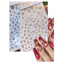 Nail Art Decal Winter Christmas Laser Gold Red Silver Blue Snowflakes Back Glue Nail Stickers Decoration For Nail Tips Beauty